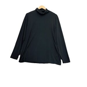 Lands End Women's Turtleneck Top Size 2X Black Layers Casual Minimalist Long Slv